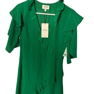 Joie Vibrant Green Maxi Dress with Ruffle Detail